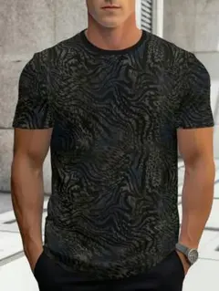 豹柄カモフラブラック Tシャツ 3XL