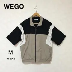WEGO ジップアップジャケット M カジュアル 半袖 ベージュ 黒白スポーティ