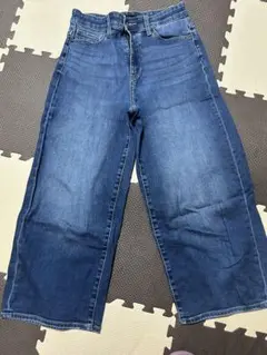 ダークブルー ワイドレッグデニム ハイウエスト