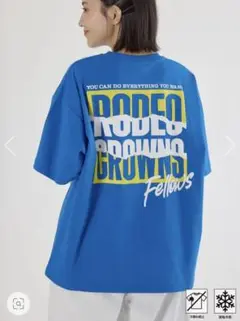 ロデオクラウンズ　MASTER PROTECT RIP UPロゴTシャツ　ブルー