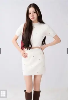 GRL ラインストーンシャギーニットセットアップ