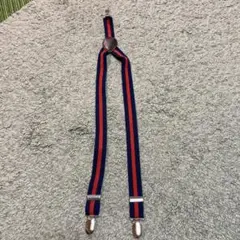サスペンダー　ネイビー　赤