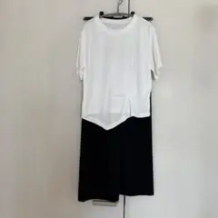 ホワイトTシャツ＆ワイドパンツセットアップ S