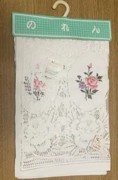 【未使用】花柄刺繍のれん 約85cm x 60cm