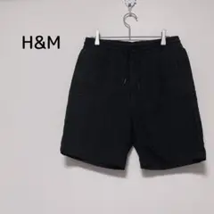 【エイチアンドエム】メンズハーフパンツ Sブラック ウエストゴムシンプルデザイン
