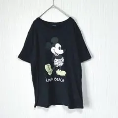 1485 ライトオン ディズニー ミッキー 半袖Tシャツ 黒 S メンズ