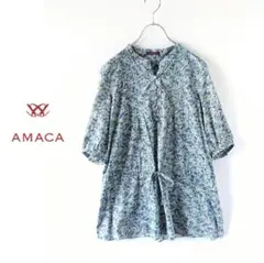アマカ AMACA ボタニカルプリント　ブラウス 38 雑誌掲載品　新品未使用 Paris line drawingプリントフレアースカート(スカート)｜AMACA