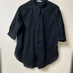 Samanasa Mo S2 blue ブラックボタンシャツ 五分袖