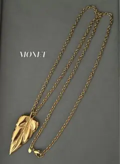 MONET モネ リーフ型 ペンダント ロング ネックレス