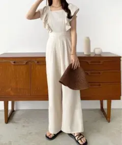 バックリボンフリルオールインワン