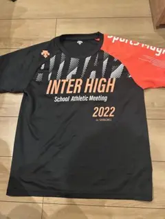 DESCENTE 2022 インターハイ シャツ 黒/オレンジ