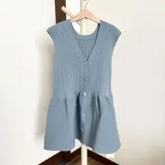 titivate ノースリーブペプラムニットトップス