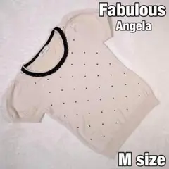 【Fabulous Angela】半袖ニット 水玉ドット パフスリーブ Mサイズ