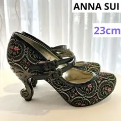 anna sui アナスイ 猫足 ミュール サンダル 猫足ヒール ★新品 23 ANNA SUI 猫足パンプス サンダル 約23.5cm アナスイ ベージュ