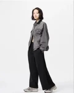 UNIQLO スウェットワイドパンツ丈短め 黒 Mサイズ