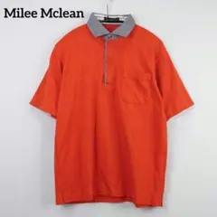 美品☆Milee Mclean ハーフジップポロ レッド×デニム襟 切替デザイン