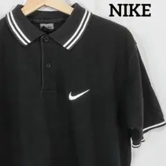 00s y2 NIKE ポロシャツ　刺繍ロゴ　ブラック　半袖　メンズ　Lサイズ