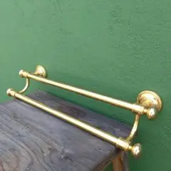 イタリア製　タオル掛け　二段　ゴールド