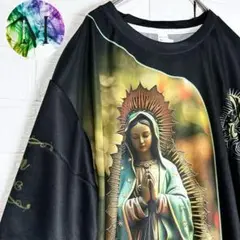 新品　未使用　メキシコ　マリア　ロゴ　Tシャツ　メンズ　総柄　ローライダー　黒