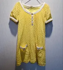 黄色 半袖 ワンピース レトロ