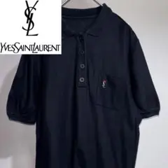Yves Saint Laurent 黒 ポロシャツ半袖 イヴサンローラン ロゴ