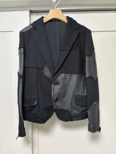 【美品】Y's レザー　パッチワークジャケット　ブラック