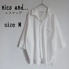 【ニコアンド】オープンカラー半袖コットンシャツ 襟ワイヤー入り 綿100% 白