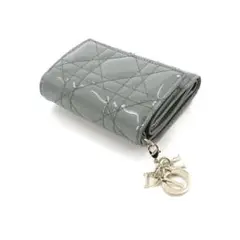 LADY DIOR ロータスウォレット カナージュ パテントカーフスキン