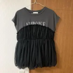 新品　しまむら　チュールドッキングTシャツ