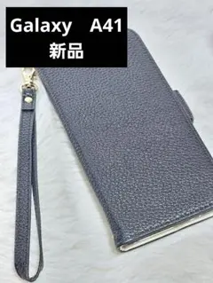 新品・Galaxy A41・スマホケースブラック手帳型ケース ストラップ付き