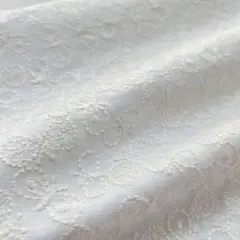 s16-h▼135×50cm▼コットンリネン刺繍生地▼蝶々　薄手　ホワイト