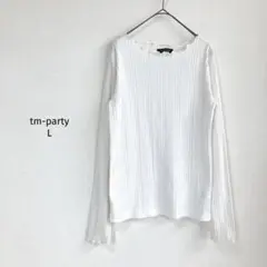 tm-party 薄手リブカットソー 【L】長袖 ちびフリル ホワイト