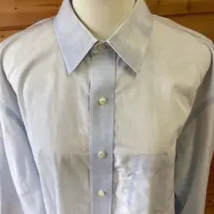 薄い青 チェック柄 長袖ワイシャツ
