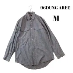 【96DUNG AREE】長袖シャツ ワークシャツ(M) グレー系 シンプル 綿