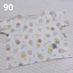【ハンドメイド中古】ワイドT くまアイス柄90cm相当