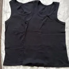 未使用 無印良品 黒いタンクトップ 2枚セット ブラック M