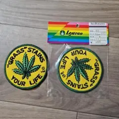 草の葉 ワッペン 2枚セット