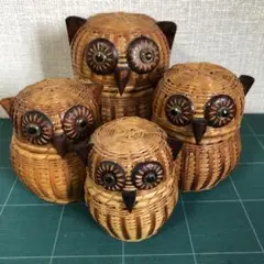 フクロウの小物入れ4体