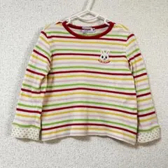美品　綿100% ミキハウス　ロンT 90cm 長袖　ボーダー　うさぎ