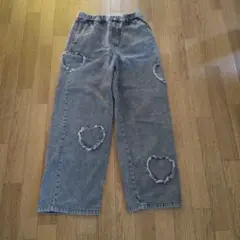 アベイルグレー デニムパンツ ハート型ダメージ加工