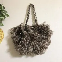 【美品】TAMBU／バッグ／シフォン／レオパード／チェーン