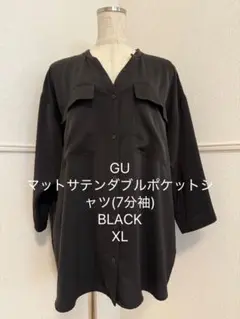 GU マットサテン ダブルポケットシャツ XL ブラック