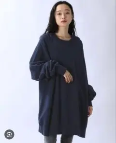 ジーナシス　オーバーサイズ　トレーナー　グリーン　ビックシルエット　裏起毛　 F