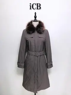 630 iCB アイシービー 中綿 ロングコート ファー襟 M ベルト