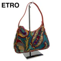 ETRO ベロア ペイズリー 総柄 ワンハンドル ハンドバッグ マルチカラー
