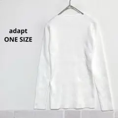 adapt リブ編み 長袖トップス ボートネック ホワイト 洗える i246