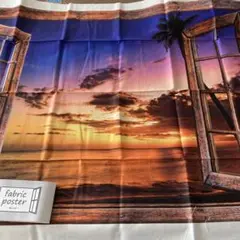 生地　カリブ海の夕日　海外の窓　背景画