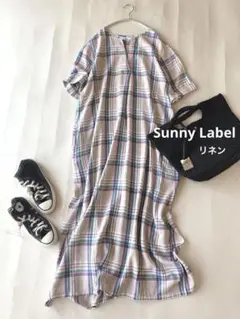 アーバンリサーチサニーレーベルゆったりビッグチェックリネンスキッパーワンピース♪