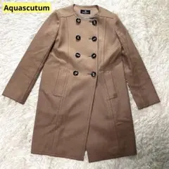 【美品】アクアスキュータム Aquascutum ロングコート ノーカラーコート
