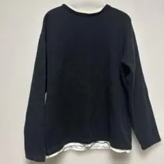 クロッシープレミアム　ブラック 長袖カットソー　Lサイズ　あったか　秋　冬
